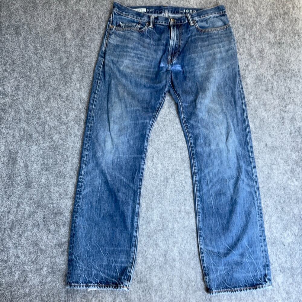 Gap 1969 Authentic Jeans 34x32 Blue Straight Leg 100% Cotton Denim Men
